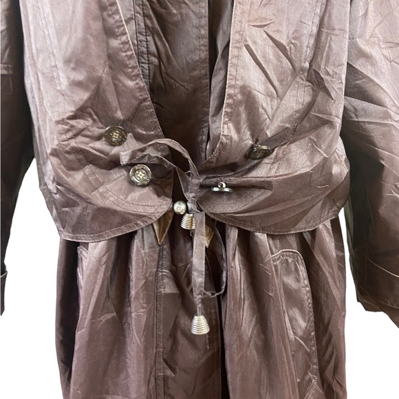 Brown/Maroon Vintage British Mist Trench Rain Coat - Picture 6 of 13